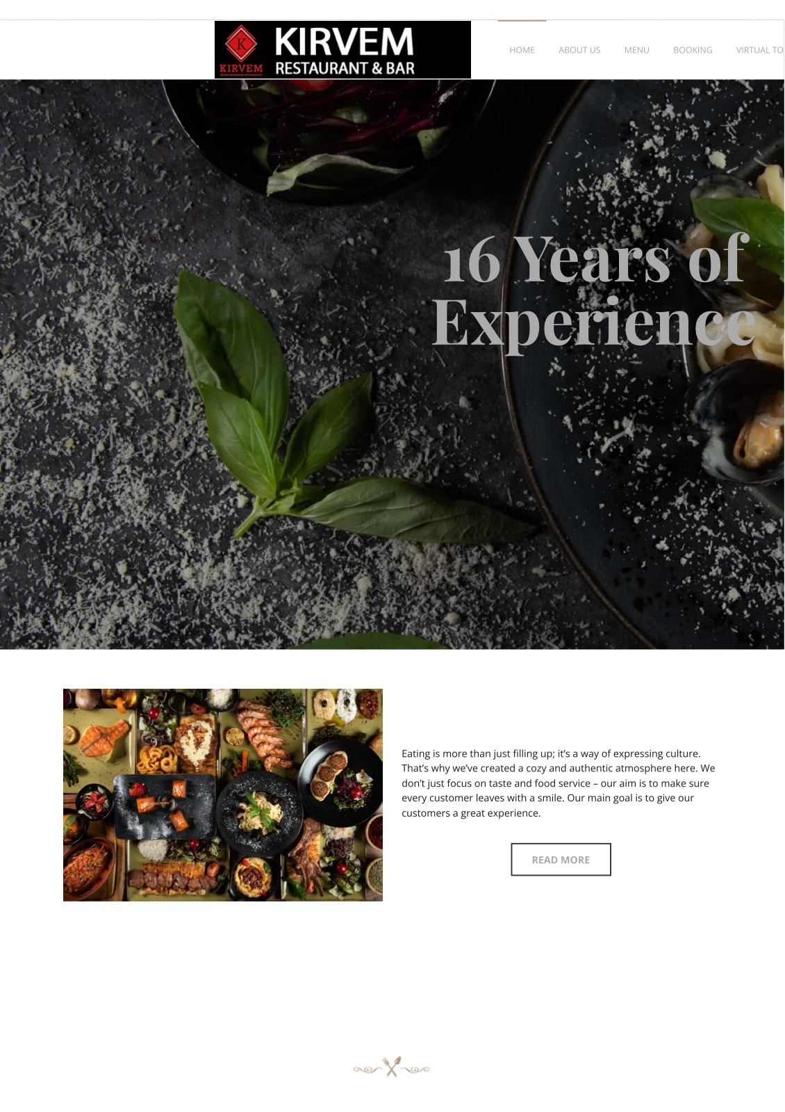 Kirvem Restaurant and Bar website design